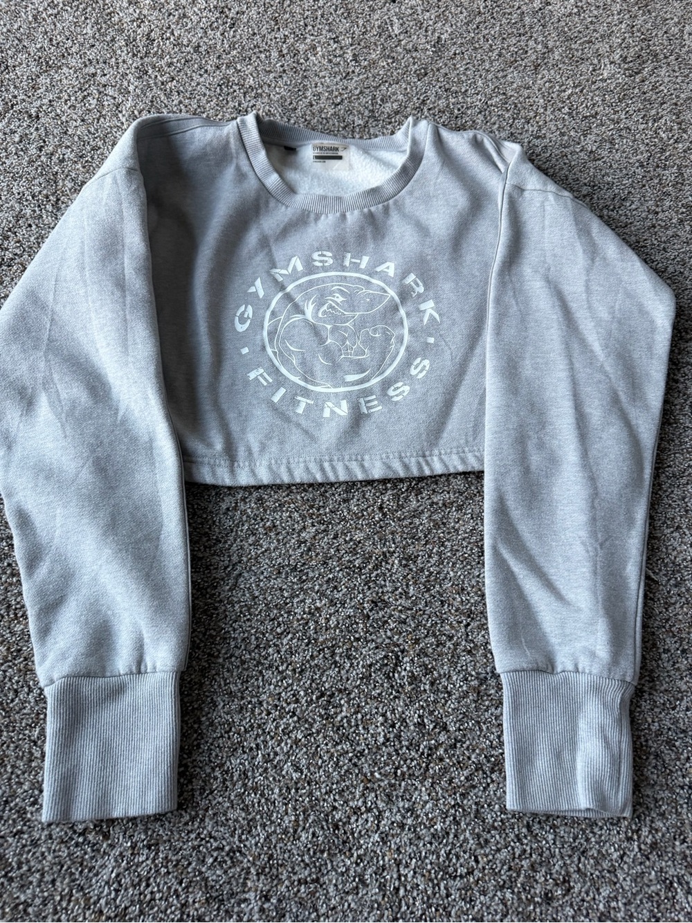 Gymshark Legacy Fitness Cropped Crewneck Sweatshirt Gray White Logo Size L